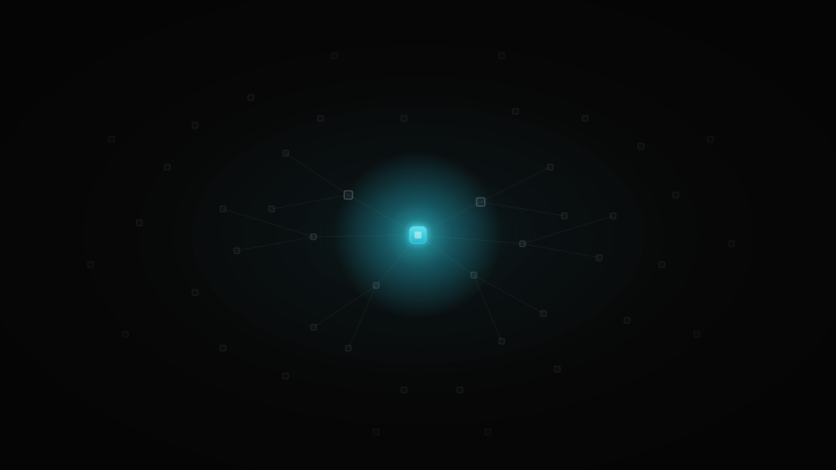 A bright Productlane node standing out among a constellation of dim alternatives, illustrating the article on the best Zendesk alternatives for B2B SaaS